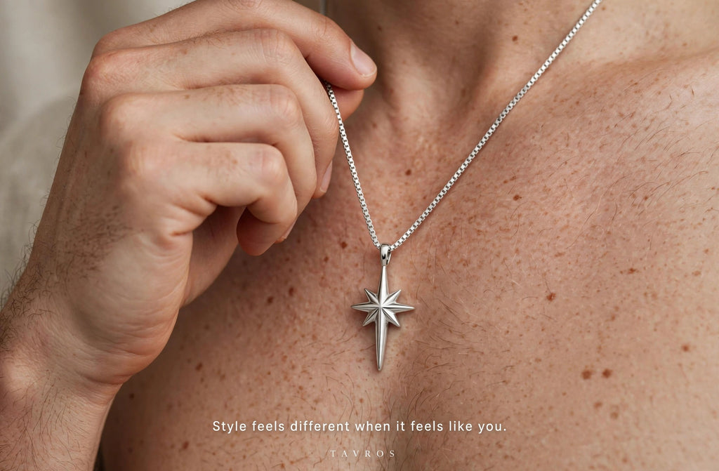 silver North star Necklace